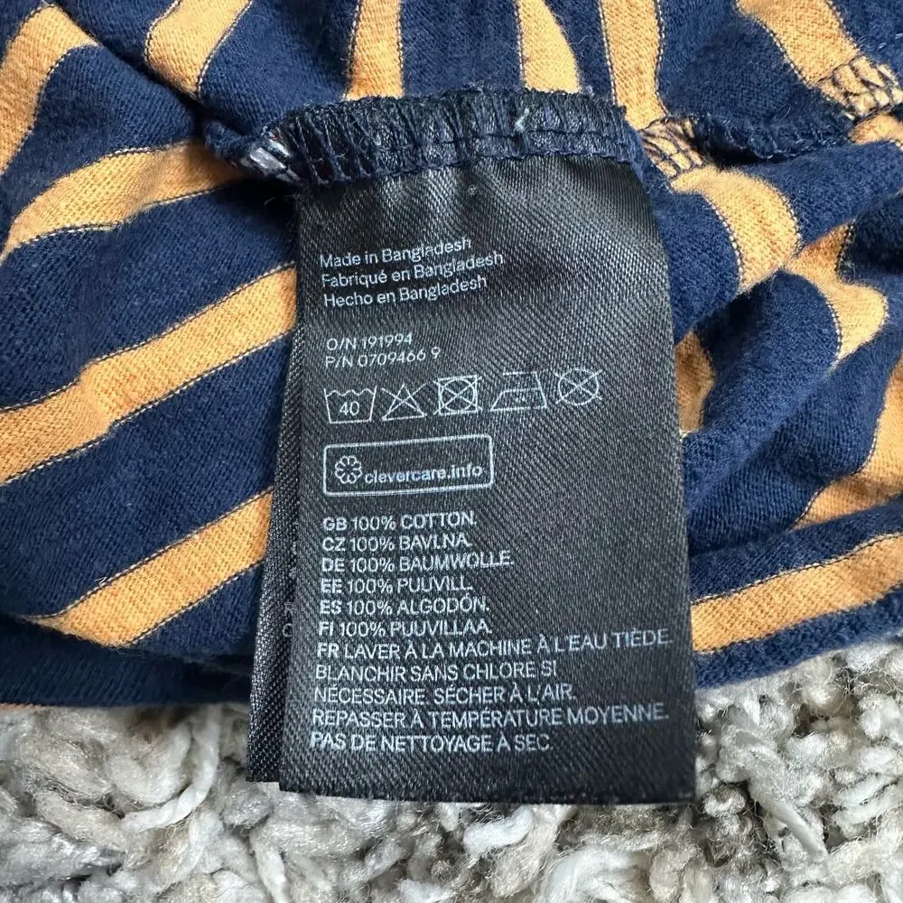 H&M Navy Blue Orange Stripe Long Sleeve T Shirt Boys 6 8 Years - Picture 4 of 5